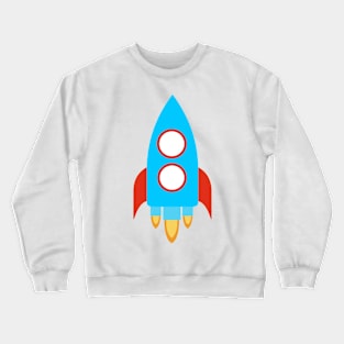 Blue Rocket Spaceship Crewneck Sweatshirt